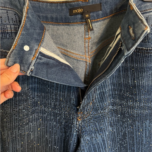 Maje Rhinestone High Rise Wide Leg/Flare - Picture 3 of 4